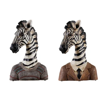 País Do Estilo Animal Cavalheiro Personagem Decoração De Casa Ornamant Modelo Em Miniatura Da Escultura De Resina Zebra Figuras De Decoração De Escritório