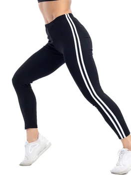 CKAHSBI de Fitness Yoga Calças para Mulheres Preto Branco Listrado Impresso Leggings Sportwear Calças de Ginástica de Tornozelo Elástico de Comprimento Push-Up Jeggings