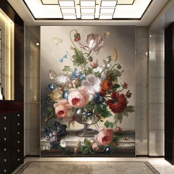 Personalizados em 3D papel de Parede Flor Mural Floral Europeia Moderna Decoração do hall de Entrada de plano de Fundo de Sala de estar e Quarto de Damasco ambiente de Trabalho