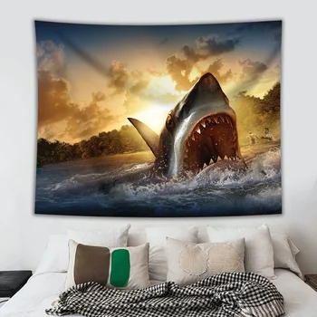 Decoração de casa de Vida Marinha de Tubarão Tapeçaria Engraçado teto Bonito decoração do quarto de Tapeçaria Estética