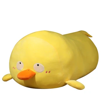 Dos desenhos animados de grande bico de pato amarelo que se transforma em uma galinha longa faixa de pelúcia macio travesseiro almofada de elástico tecido de lã confortável presentes