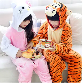 Inverno Suave macacões Crianças Cobertor da Cama para Crianças de Flanela Animal de pijamas para as Crianças Cosplay de Capuz de Romper Sleepwear