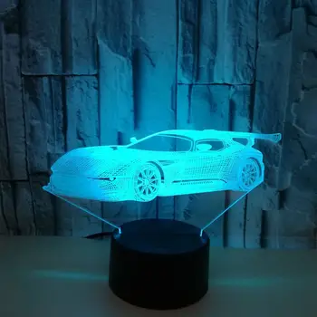 Criativo Carro 3d Lâmpada da Noite de Toque Colorida de Controle Remoto Candeeiros de Mesa Para a Sala de Esportes de Carro 3d de Acrílico Candeeiro de Mesa