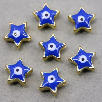 10pcs/lotes Bonito DIY forma de Estrela de Olho grego Encantos Artesanal Esmalte Colorido do Olho Mau, Encantos Para Mulheres, Homens, Crianças Clássico Encantos Jóia