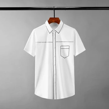 2022 Preto Branco Masculino Camisas De Luxo De Manga Curta, Bordado De Lantejoulas Ocasionais De Mens Camisas De Vestido De Moda Slim Fit Homem De Partido Camisas