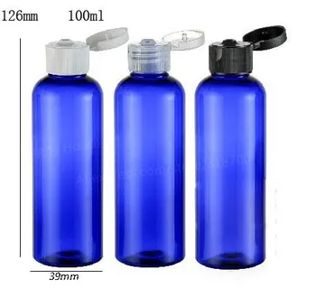 24 x 100 ml de Azul Cobalto Vazio Rodada do Ombro Plástico Loção Cosmética e Shampoo Embalagem com Tampa de Rosca