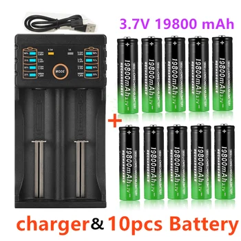 2022 Original 18650 bateria de Lítio-Batterien Taschenlampe 18650 Wiederaufladbare-Batterie 3,7V19800Mah für Taschenlampe + USB ladegerät