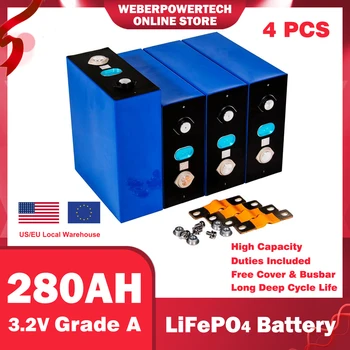 4PCS 3.2 V 280Ah Bateria LiFePO4 DIY 12V 280AH Recarregável Bateria para carro Elétrico RV Energia Solar Carrinho de Golfe LIVRE de IMPOSTOS