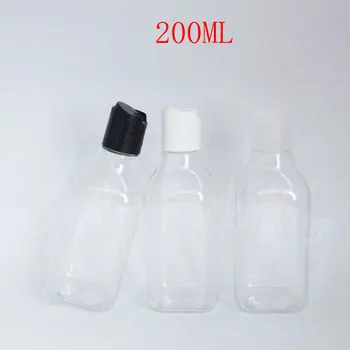 200ML Transparente Praça Garrafa de Plástico , 200CC Vazio Cosmético , Shampoo / Gel de Duche de Embalagens de Garrafa ( 30 PC/Lote )