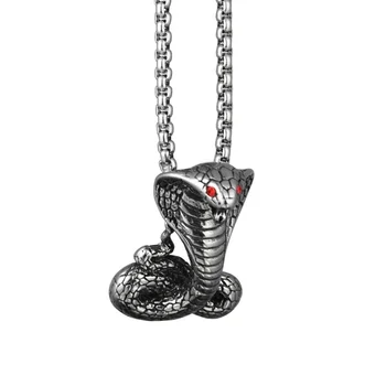 Elegante de Liga de Metal Gótico Forma da Serpente Homens Colar de Alta Qualidade, Vermelho Natural de Pedra Incrustada Pingente Corrente No Pescoço 2021 Tendência