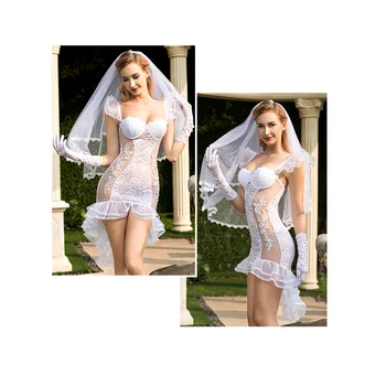 Noiva Branco de Mulheres Românticas Quente Transparente Sexy de Lingerie, roupa interior 