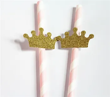 25-de-Rosa e coroa de ouro canudinhos de Doce de 16 de nascimento decorações do Partido menina Primeira festa de aniversário