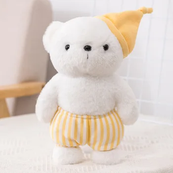 35cm Bonito Kawaii Bebê Apaziguar Brinquedo Creme Branco Urso de Pelúcia Gato um Animal de Pelúcia Boneca Brinquedo de Crianças Criativas Ornamento