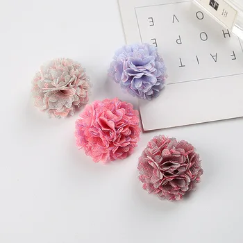 Colorido Chiffon Tecido De Flores Para Crianças, Acessórios Artificial Rolou Flores De Cetim Para Bebê Fita Para A Cabeça