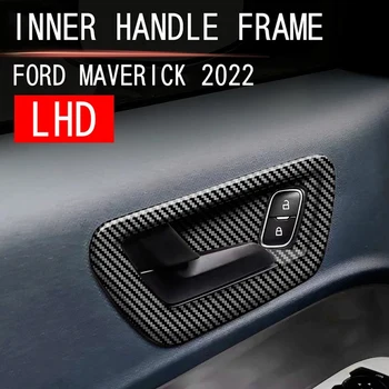 De Fibra De Carbono, Interior Do Puxador Da Porta Moldura Guarnição Adesivos Da Porta Interior Da Bacia De Decoração Para O Ford Maverick 22+