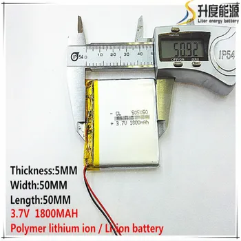 2pcs [SD] 3,7 V,1800mAH,[505050] Polímero de lítio ion / Li-íon da bateria para o BRINQUEDO,BANCO de POTÊNCIA,GPS,mp3,mp4,telefone celular,alto-falante