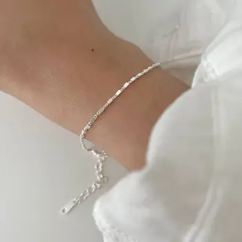 Moda Prata 925 Esterlina De Pulseiras Cubo Bracelete Chain Para A Menina Mulheres De Finas Jóias De Presente 2021 Tendência De Design Simples