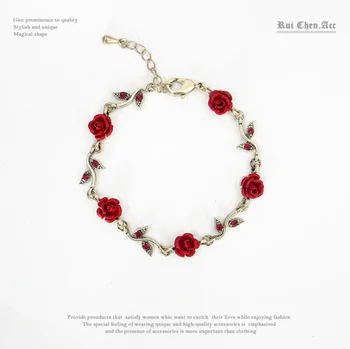 Moda De Rosa Do Bracelete Chain Ajustável Para As Mulheres Amantes Do Melhor Presente Da Jóia Pulseira Retro Dia Dos Namorados-Presente Para A Esposa, A Namorada De