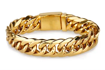 Versão coreana do novo jóias de ouro cor dos homens, pulseira de aço Inoxidável 316L