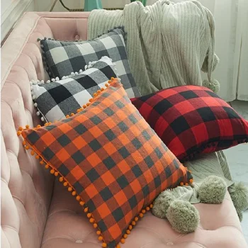 Poliéster / algodão lattice lado da bola, abraço fronha casa sofá decoração de quarto capa de almofada 45x45cm