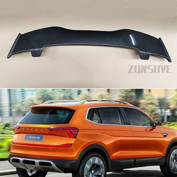 O uso do Skoda Kushaq 2020 Spoiler Plástico ABS com Fibra de Carbono Olhar Hatchback Telhado Asa Traseira do Corpo do Kit de Acessórios