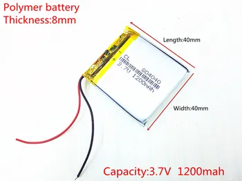 3,7 V,1200mAH,804040 PLIB; polímero de lítio ion / Li-íon da bateria para o GPS,mp3,mp4,mp5,dvd,bluetooth,modelo de brinquedo móvel bluetooth