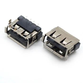 30 peças / f10.0 corpo curto interface USB fêmea da base de dados front 2-pin 6.3 h frisado SMT ferro shell cola preto conector USB