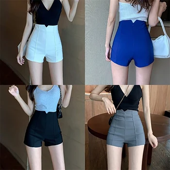 Verão de 2020 Nova de cintura Alta Slim Esticar Uma linha de Calças Shorts Ocasionais de Fina Quente Desgaste das Mulheres Mostrar Fina Mostrar as Pernas Longas