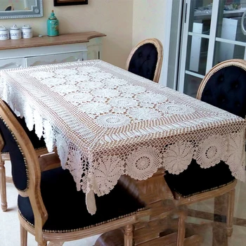 Flor de algodão Design Toalha de mesa Para Decorar Mesa de Sofá Cortina Artesanais de Crochê toalha de Mesa de Casa, Mesa de Café 1pc/monte