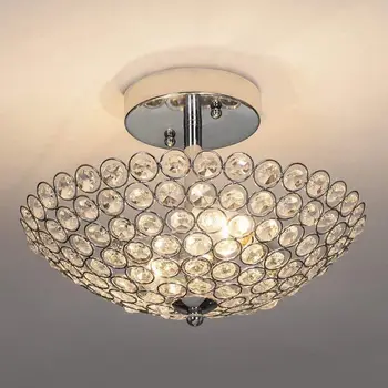 Ganeed Elegante Lustre de Cristal Tigela Sombra Chrome Resplendor de Metal de Montagem para o Quarto Sala Banheiro Cozinha Corredor de Luz