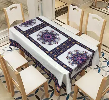 Impermeável retângulo Mandala impresso toalha de mesa Muçulmano toalha de mesa feitos por atacado cabo cabo antiderrapante casa de festa tabela deco