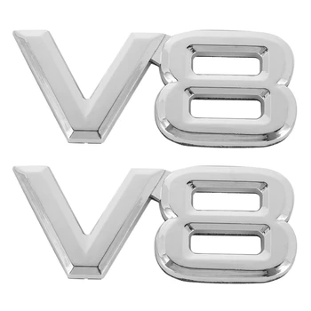 2X 7.5x3.5cm Auto car V8 adesivos 3D Chrome Adesivo Emblema Emblema
