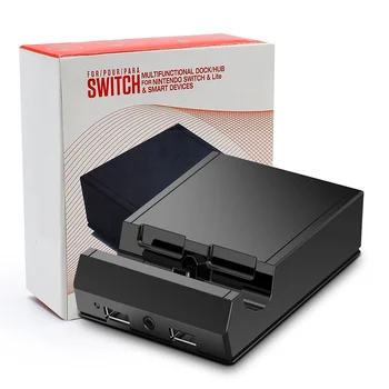 Para a Nintendo Mudar de Carregamento Doca de TV Playstand Estação Replacemert Adaptador de 4K HD USB 3.0 Porta de Fone de ouvido 3,5 Conversor