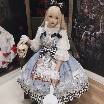 Japonês Gothic Lolita Meninas De Vestido Vintage Dark Funeral Lolita Jsk Vestido De Mulher Harajuku Sem Mangas Suspender Vitoriana Vestidos