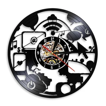 Escritório de Arte da Decoração Geek Chic-LO do Computador Moderno Relógio de Parede Engenheiros Vintage disco de Vinil Relógio de Parede de Computador Geek Nerd Presentes