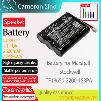 CameronSino Bateria para Marshall Stockwell se encaixa Marshall TF18650-2200-1S3PA alto-Falante Bateria 2600mAh/28.86 Wh 11.10 V Li-ion Preto