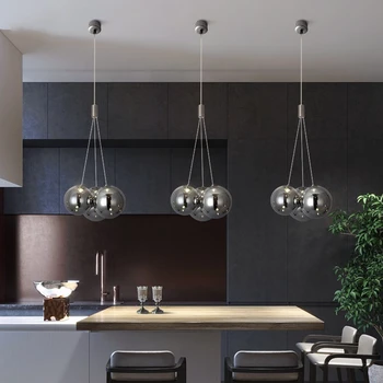 Nordic Minimalista Cozinha LED Candelabro Sala de estar, Restaurante Cafe Retro Material de Vidro Decorativa Clássica Pingente de luz