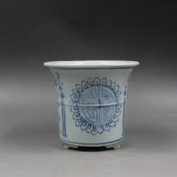 Requintado folk forno de azul e branco gelo ameixa padrão de cerâmica vaso de flores