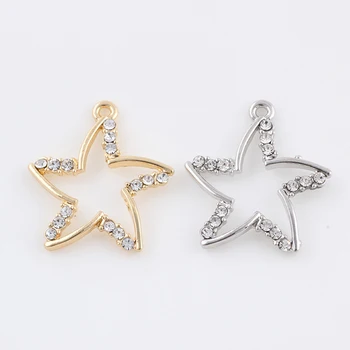 10pcs/lot Estrela de Cinco Pontas do cristal Oscila Artesanal Encantos Pingente de DIY para o Bracelete, Colar de Saco