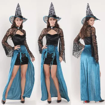 Halloween novo cosplay traje Europeu e Americano demônio, vampiro, bruxa morte azul traje adequado para qualquer figura