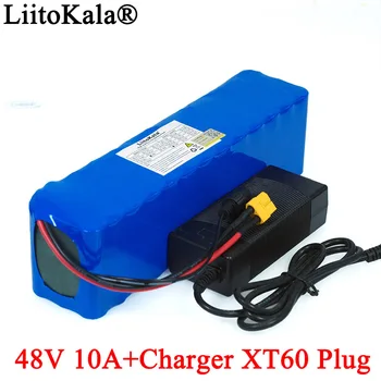 LiitoKala E-bike bateria de 48v 10ah 18650 li-ion battery pack bicicleta kit de conversão 1000w XT60 plug + 54.6 v 2A Carregador