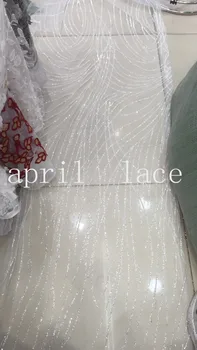 estoque de 5 metros novo bzh035 # crystal white curva colei glitter malha, tule tecido do laço para corte de vestido de noiva