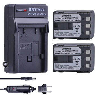 Batmax 2Pc NB-2LH NB 2L NB2L Bateria+Carregador de Parede Kit para Canon BP 2LH 2L5,DC310 DC320 DC330 DC410 DC420 HV20 HG10 EOS 350D 400D