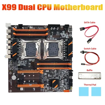 X99 placa-Mãe CPU Dual Slot+Cabo SATA+Mudar+Cabo de Defletor+2Xthermal Pad LGA 2011 DDR4 SATA 3.0 Suporte De 2011-V3 CPU