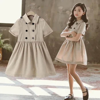 Roupas de meninas 2021 de Verão para Crianças, Roupas de Verão Vestido de Cor Sólida coreano Meninas vestem Roupas de Crianças
