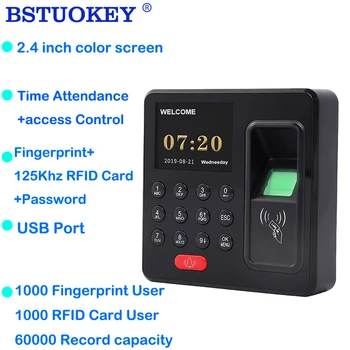 Mini Biométrico de impressão digital de 125Khz RFID Controle de Acesso Teclado USB Horário de Atendimento Relógio Gravador, Máquina de 1000 Utilizador