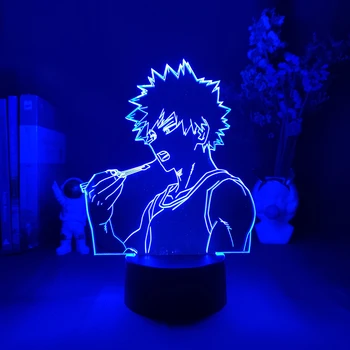 3D LED Lâmpada da Noite Bakugo Meu Herói Academia para Decoração de Quarto de Presente de Aniversário Mangá Gadget Boku no Herói Academia Katsuki Bakugo Luz
