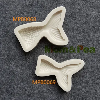 Mom&Pea MPB0068-9 rabo de peixe em Forma de Molde de Silicone, a Decoração do Bolo Fondant de Bolo 3D Molde de qualidade Alimentar