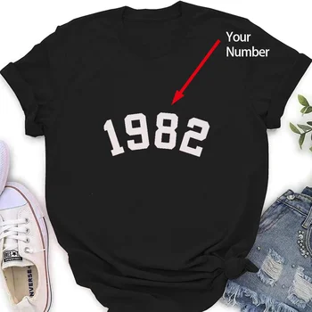Personalizado, O Número de Seu Ano T-shirt de Mangas Curtas, De 1982, Cor Sólida Personalidade Criativa Personalizar Números de que Você Precisa