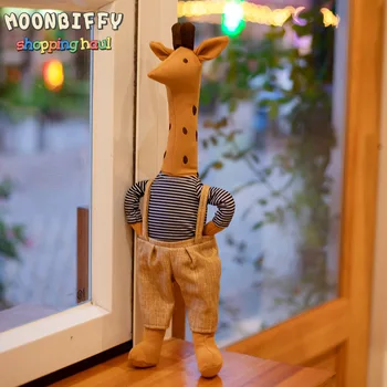 Girafa de Decoração, bichos de Pelúcia Brinquedo de Pelúcia Macio Bonito Simulação Giraffa, com Macacão Cartoon Doll Presentes Criativos para Crianças